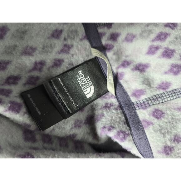 The North Face Womens Medium Grey Purple Fleece Hoodie Zip Jacket Layering Coat - Picture 7 of 9